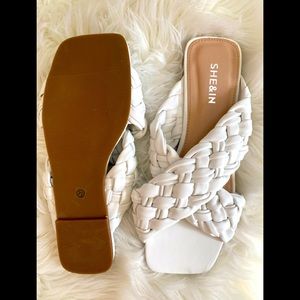 SHEIN braided white sandals.